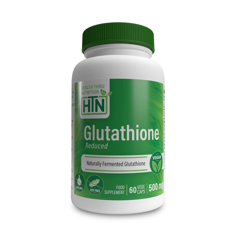[Australia] - Health Thru Nutrition Glutathione Reduced 500mg | for Radiant Skin, Liver Support & Natural Detox | Vegan, Fermented, Non-GMO, Soy Free & Gluten Free Antioxidant Supplement - 60 Caps 