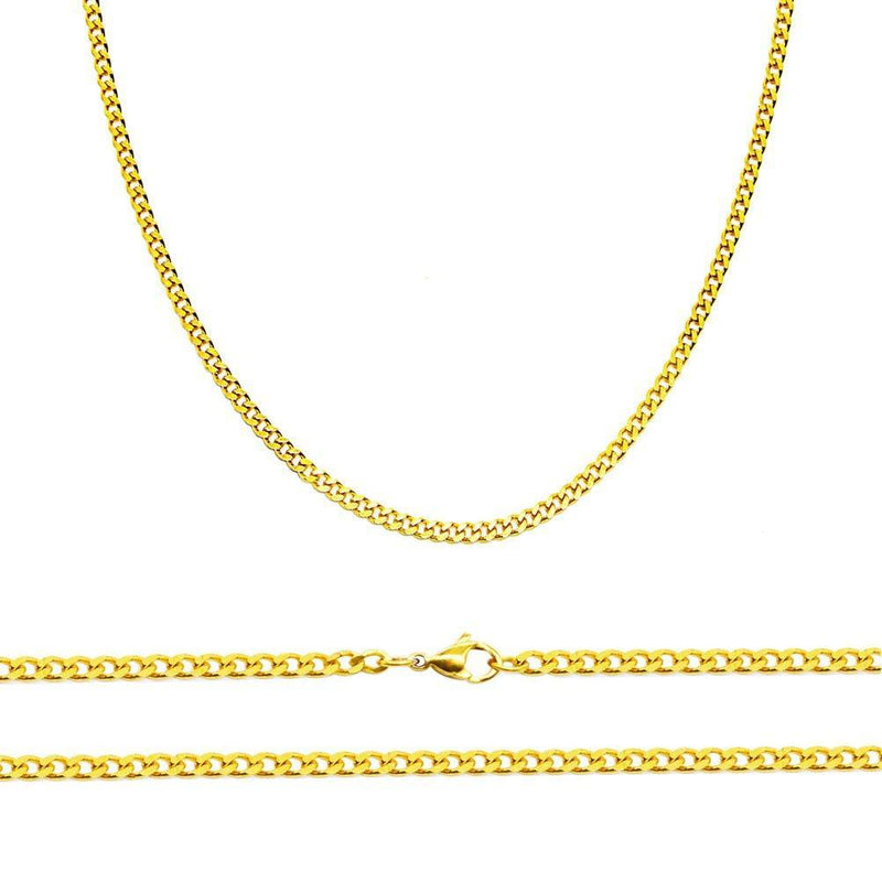 [Australia] - Aplstar Solid Gold Curb Chain Necklace 2mm thick 18ct Real Gold Plated Size: 16 18 20 22 24 inch/40 46 50 55 60 cm 46.0 Centimetres 