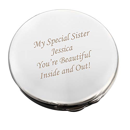 [Australia] - Custom Personalised Laser Engraved Round Compact Mirror. For Mum, Birthdays, Bridesmaids, Wedding Favour, Anniversaries, For Her. 