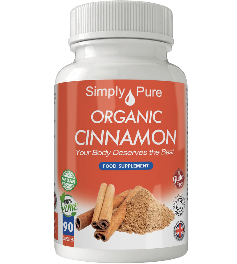 [Australia] - Simply Pure Organic Cinnamon Capsules x 90, 500mg, 100% Natural Soil Association Certified, Gluten Free, GM Free and Vegan. 