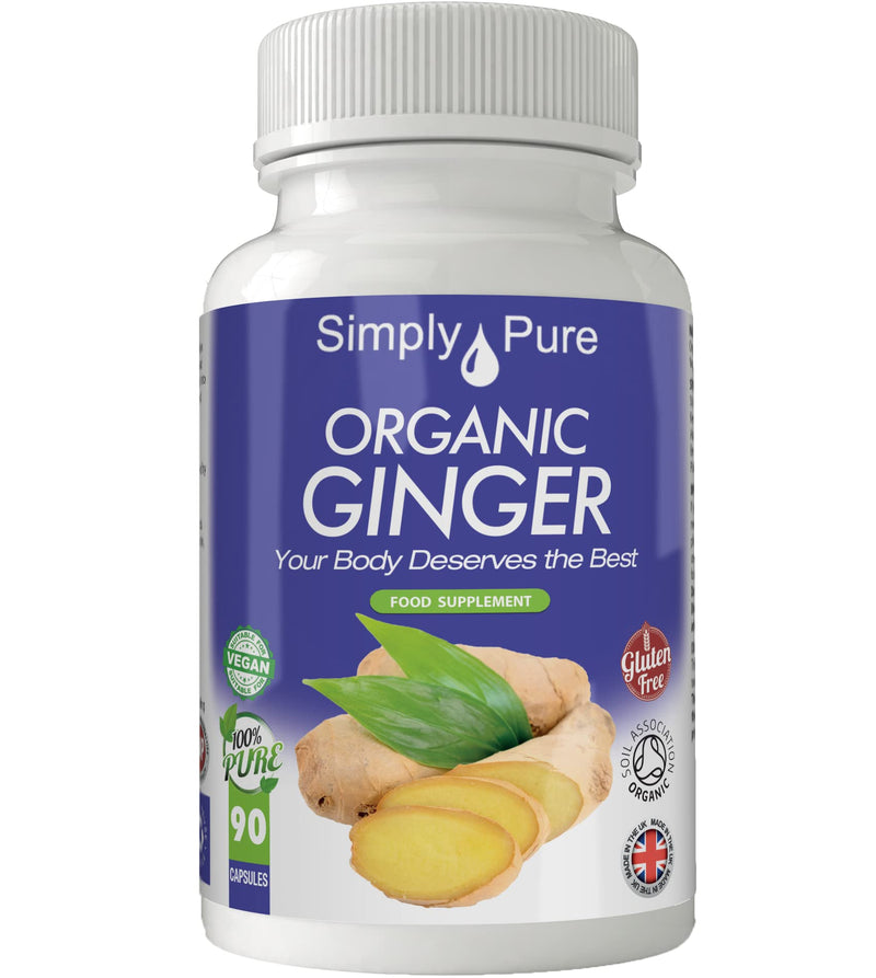 [Australia] - Simply Pure Organic Ginger Capsules x 90, 500mg, 100% Natural Soil Association Certified, Gluten Free, GM Free and Vegan. 