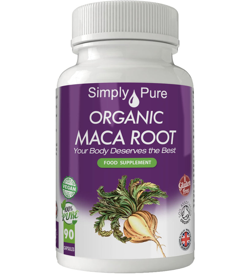 [Australia] - Simply Pure Organic Vegan Maca Root Capsules x 90, 500mg, 100% Natural Soil Association Certified, Gluten Free and GM Free 