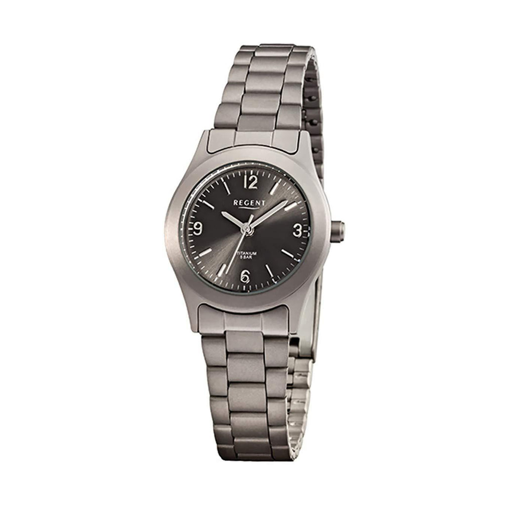 [Australia] - Regent URF856 Women's Watch, Elegant Analogue Titanium Bracelet, Grey Quartz Watch Dial, Anthracite, Black 