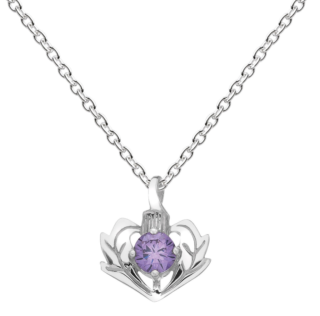 [Australia] - Heritage Sterling Silver and Amethyst Thistle Necklace of 45.7 cm 