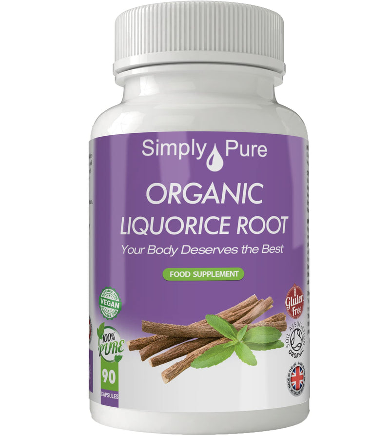 [Australia] - Simply Pure Organic Liquorice Root Capsules x 90, 100% Natural Soil Association Certified, 450mg, Gluten Free, GM Free and Vegan. 