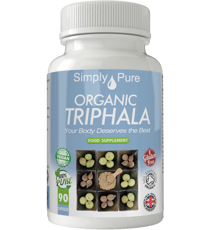 [Australia] - Simply Pure Organic Triphala Capsules x 90, 500mg, 100% Natural Soil Association Certified, Gluten Free, GM Free and Vegan. 
