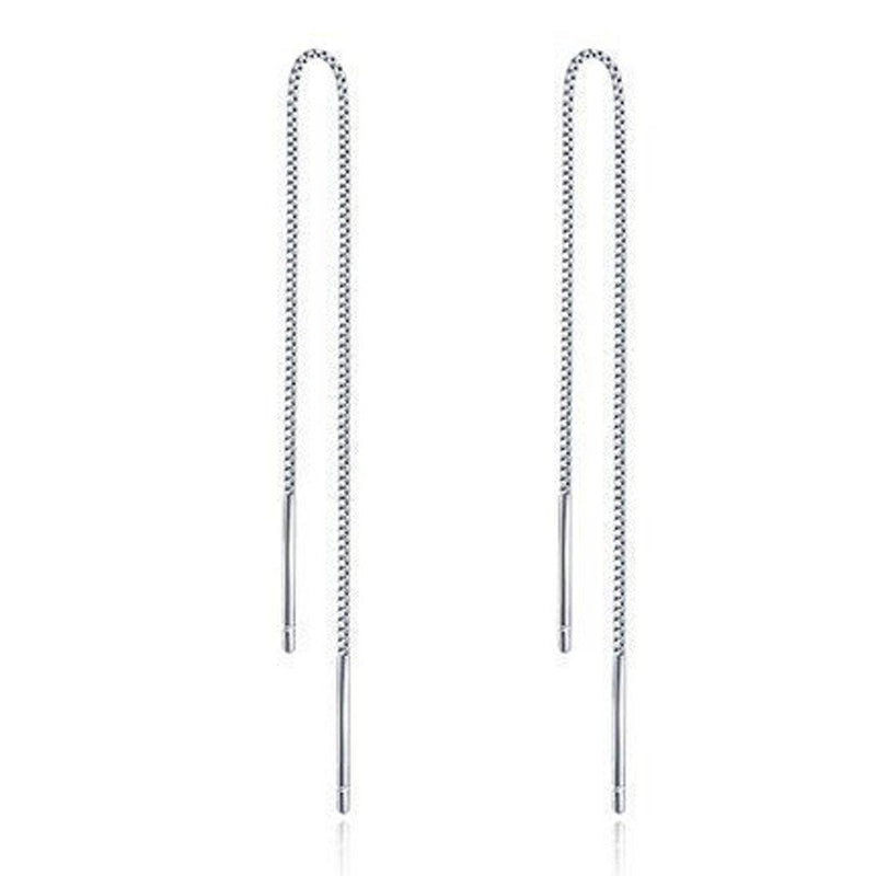[Australia] - iszie jewellery Sterling Silver 15 cm Bar Threader pull Through Chain Earrings female boucles d'oreilles 
