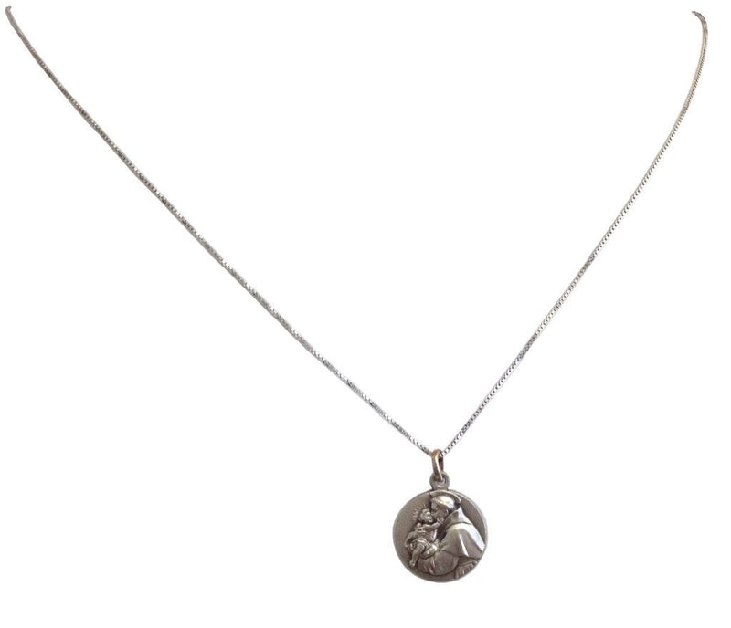 [Australia] - 925 Sterling Silver Saint Anthony of Padua Medal with Sterling Silver Chain 60.0 Centimetres 