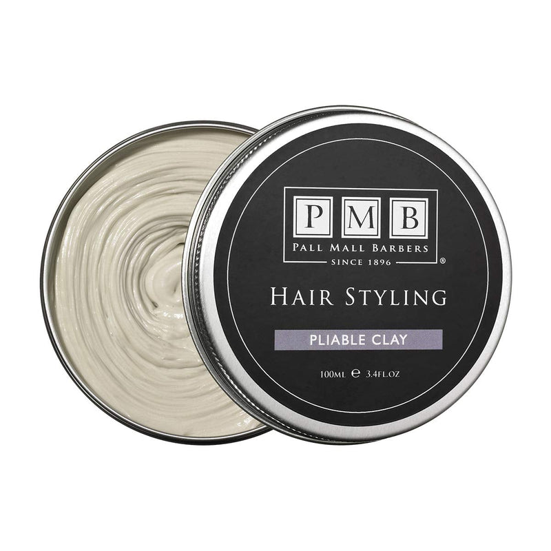 [Australia] - Pall Mall Barbers, Finest Hair Styling for Men Since 1896 - Pliable Hair Clay - 100ml | Strong Hold Mens Defining Hair Clay - Texture with Dry Matte Shine Pliable Clay 