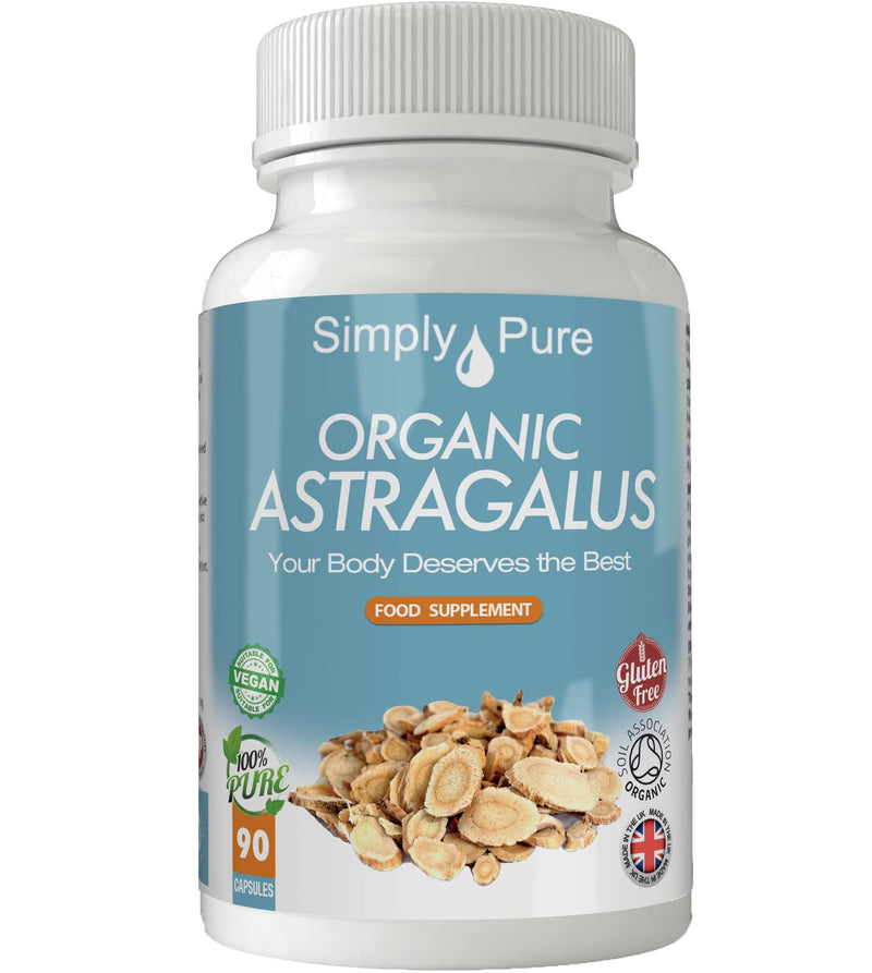 [Australia] - Simply Pure Organic Astragalus Capsules x 90, 500mg, 100% Natural Soil Association Certified, Gluten Free, GM Free and Vegan. 