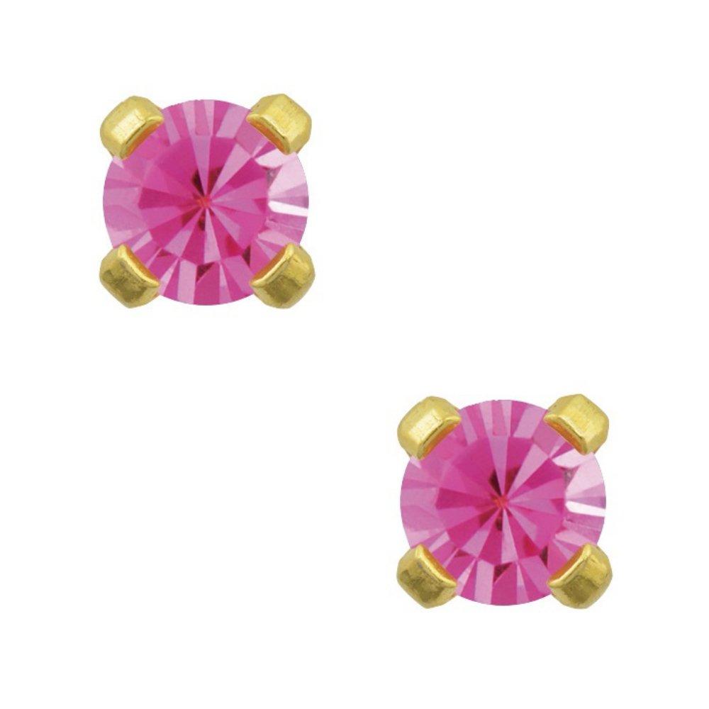 [Australia] - Studex Tiny Tips 3mm October/Rose CZ Birthstone Gold Plated Childrens Hypo-allergenic Stud Earrings 