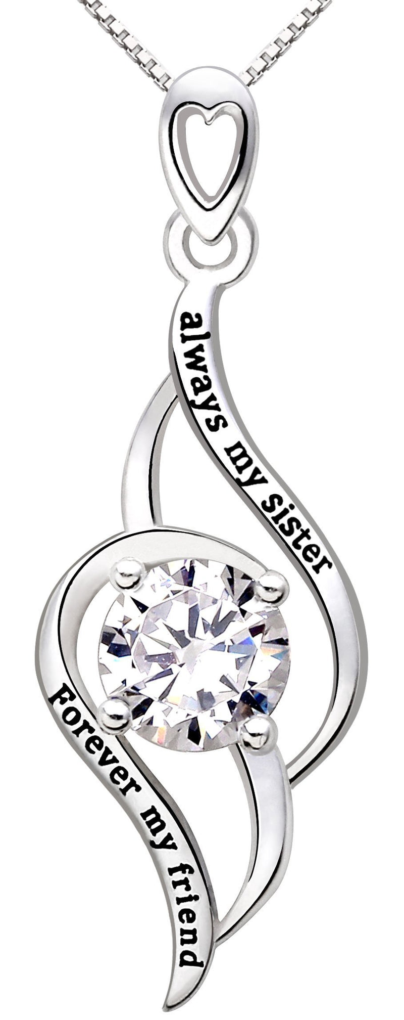 [Australia] - ALOV Jewelry Sterling Silver "always my sister Forever my friend" Love Cubic Zirconia Pendant Necklace 