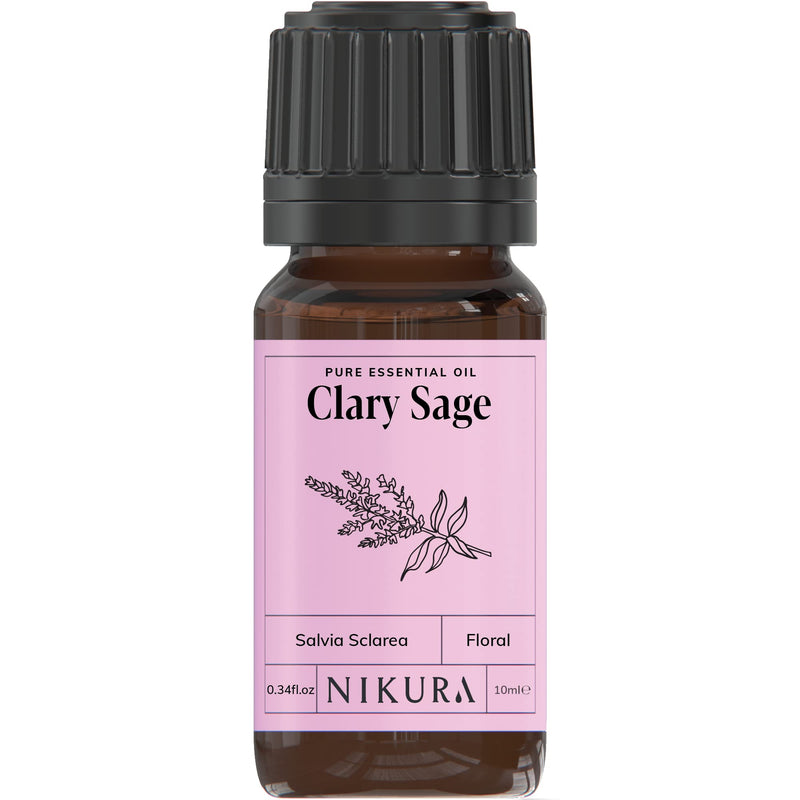 [Australia] - Nikura | Clary Sage Essential Oil - 10ml - 100% Pure, Natural and Vegan, for Stress Relief and Hair Growth | Aromatherapy, Diffusers 10 ml (Pack of 1) 
