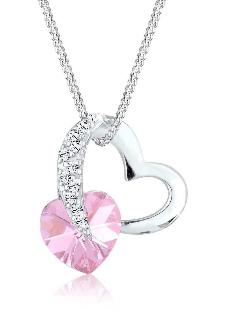 [Australia] - Elli Necklace Women Heart Pendant Glamorous with Crystal in 925 Sterling Silver 45 Pink 