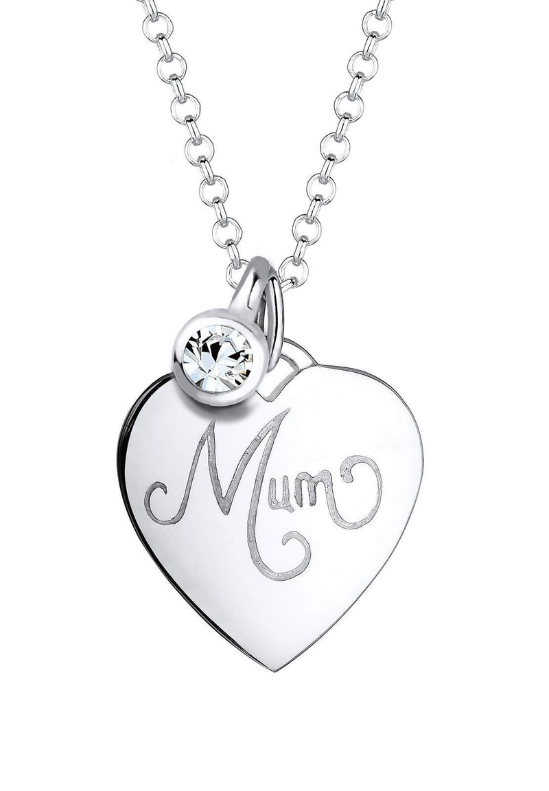 [Australia] - Elli 925 Sterling Silver Heart Wording Pendant with Swarovski Crystals White 