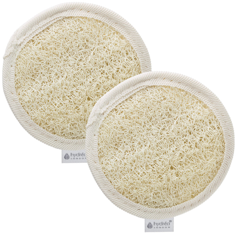 [Australia] - Hydrea London - Twin Pack Organic Egyptian Natural Loofah Face Exfoliator Pad - Double Sided Face Loofah Dry Skin Exfoliator - Eco Friendly Natural Luffa Face Scrub Sponge 10cm 