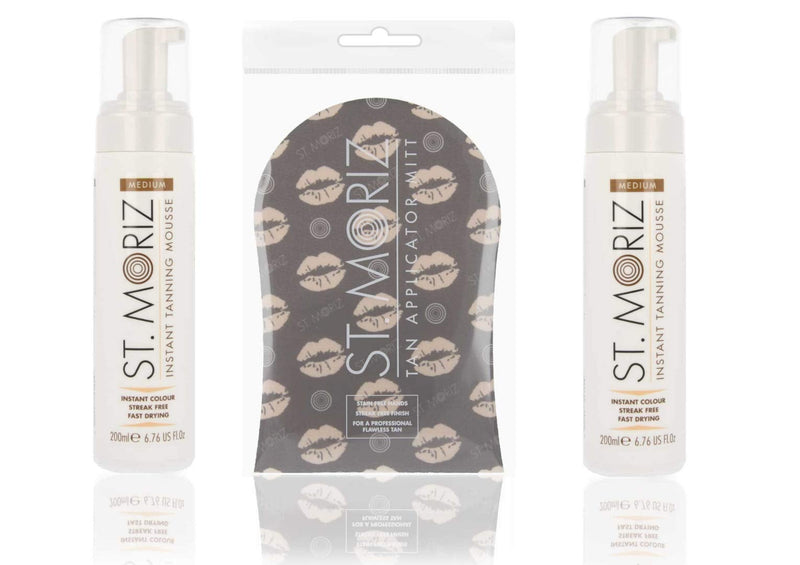 [Australia] - St Moriz Instant Self Tanning Mousse in Medium Tone with Mitt - 2 x 200 ml 
