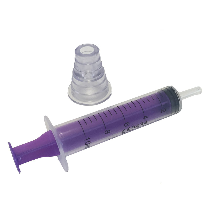 [Australia] - Qualicare 6 X 10ML ORAL ENTERNAL MEDICINE BABY ELDERLY DOSAGE NON-STERILE LATEX FREE DISPOSABLE PURPLE SYRINGES WITH BOTTLE ADAPTER 