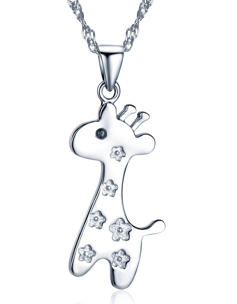 [Australia] - Infinite U 925 Sterling Silver Cute Giraffe Pendant Girls/Women Necklace with 43cm Chian 
