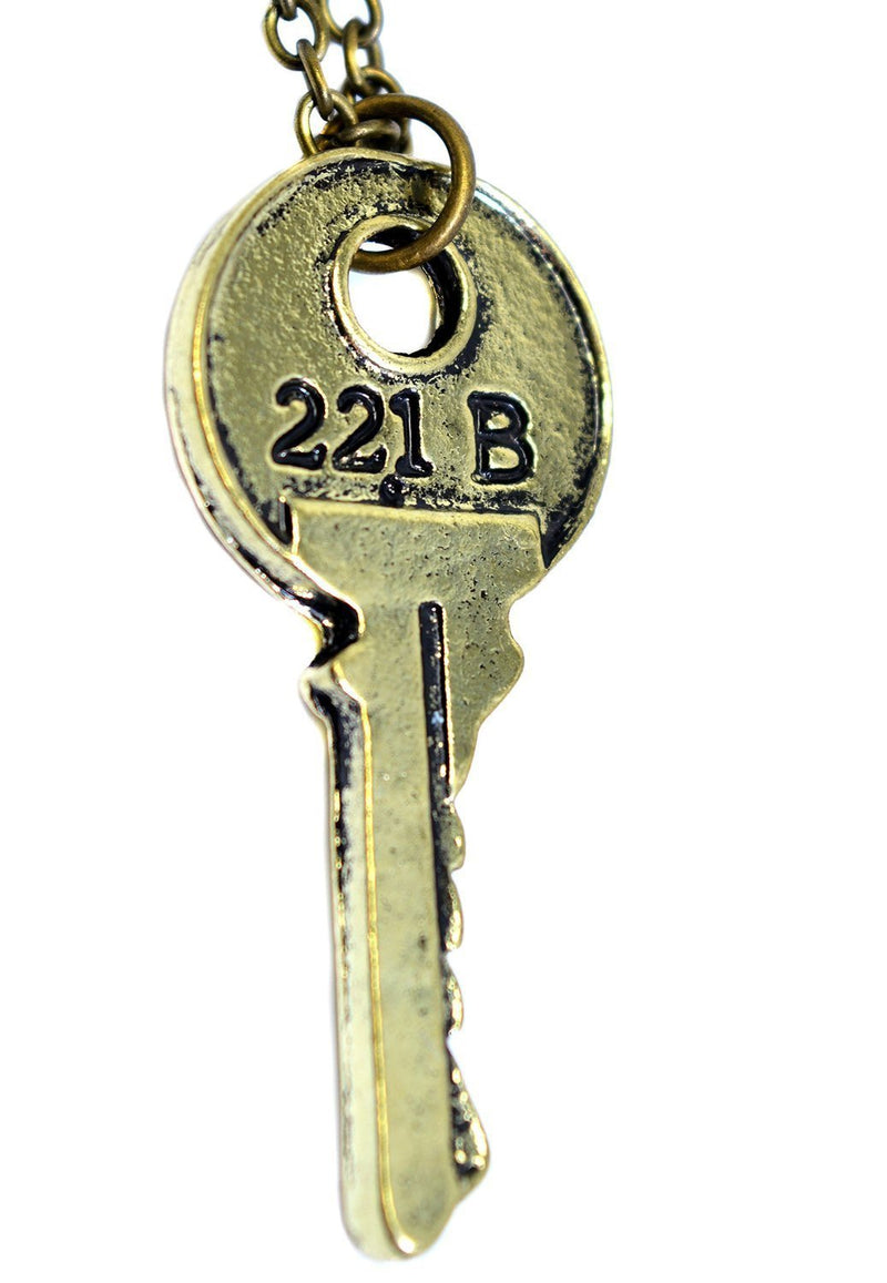 [Australia] - Beaux Bijoux Detective Sherlock Sherlock Holmes The Key to 221B Necklace - Sherlock's Apartment's Key Baker Street 221B Charm (Gold Tone) 