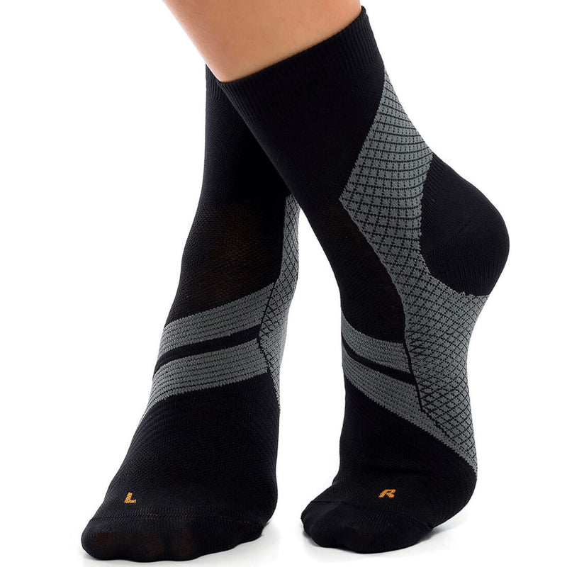 [Australia] - ZaTech Plantar Fasciitis Sock, Compression Socks. Heel, Ankle & Arch Support. (Black/Grey, Large) Black/Grey L 