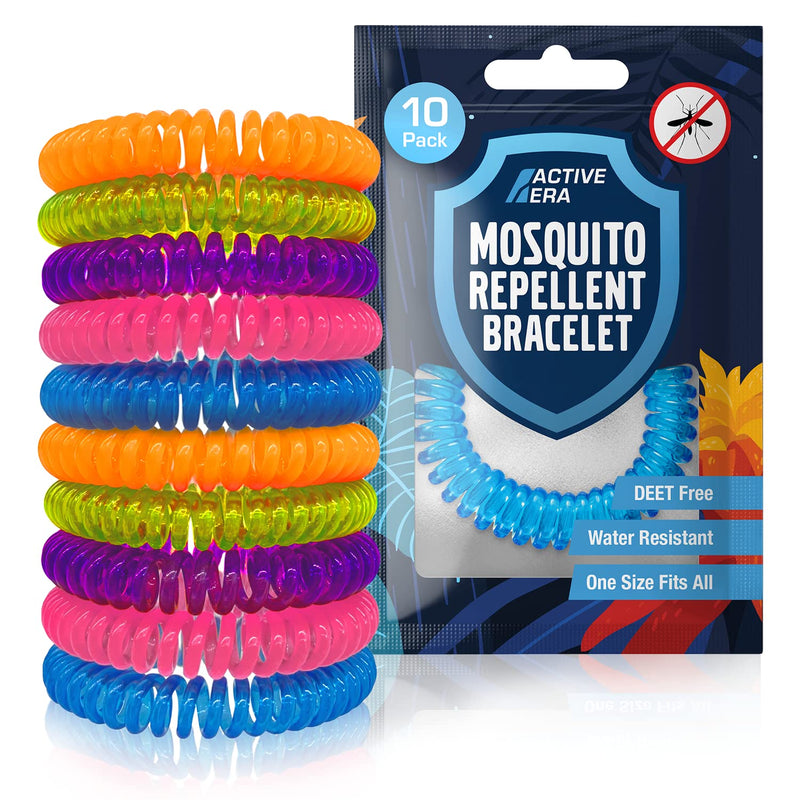 [Australia] - Active Era Mosquito Repellent Bracelet [10 Pack], Insect, Midge & Mosquito Bands - Powerful DEET Free Formula - Waterproof with 250 Hours / 10 Days of Protection for Adults and Kids 3+ 