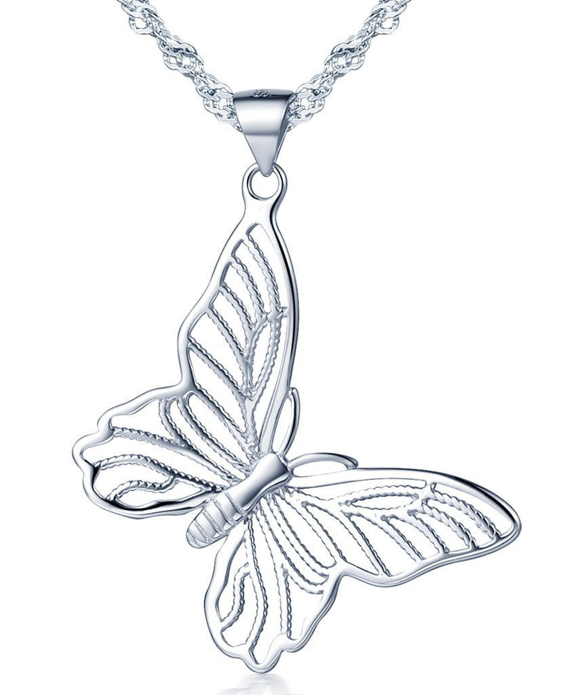 [Australia] - Infinite U 925 Sterling Silver Beautiful Hollow Butterfly Pendant Women's Necklace wiht 45cm Chain 