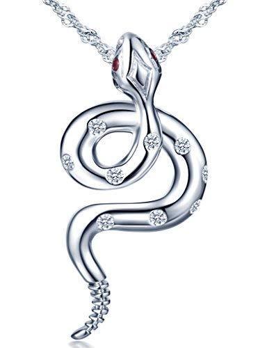 [Australia] - Infinite U Women's Dragon Pendant Snake Shape Necklace 925 Sterling Silver Necklace and Cubic Zirconia with 45cm Chain Christmas birthday gift, Cool and fashion Silver-d 