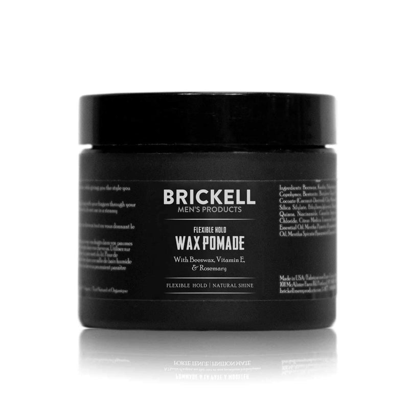[Australia] - Brickell Men's Flexible Hold Wax Pomade for Men, Natural and Organic Irritation Free Natural Shine, 59 mL, Scented 
