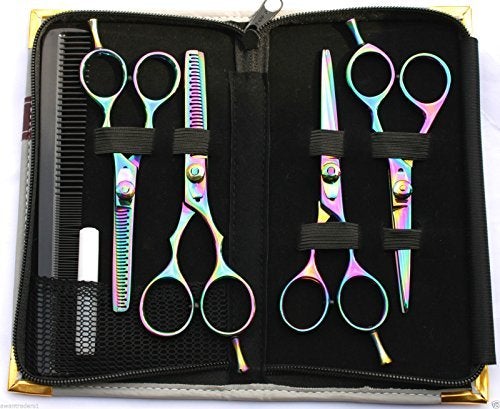 [Australia] - Awans Professional 4 Pairs of Titanium Hairdressing Barber Salon Scissors, Thinning Scissors - Set 5" & 5.5‚Äù 
