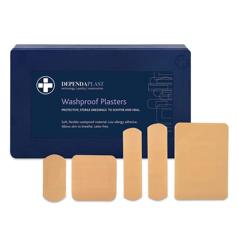 [Australia] - Reliance Medical Sterile Dependaplast Washproof Plasters in Blue Box - Pack of 120 Washproof Plasters in Blue Box - Box of 120 