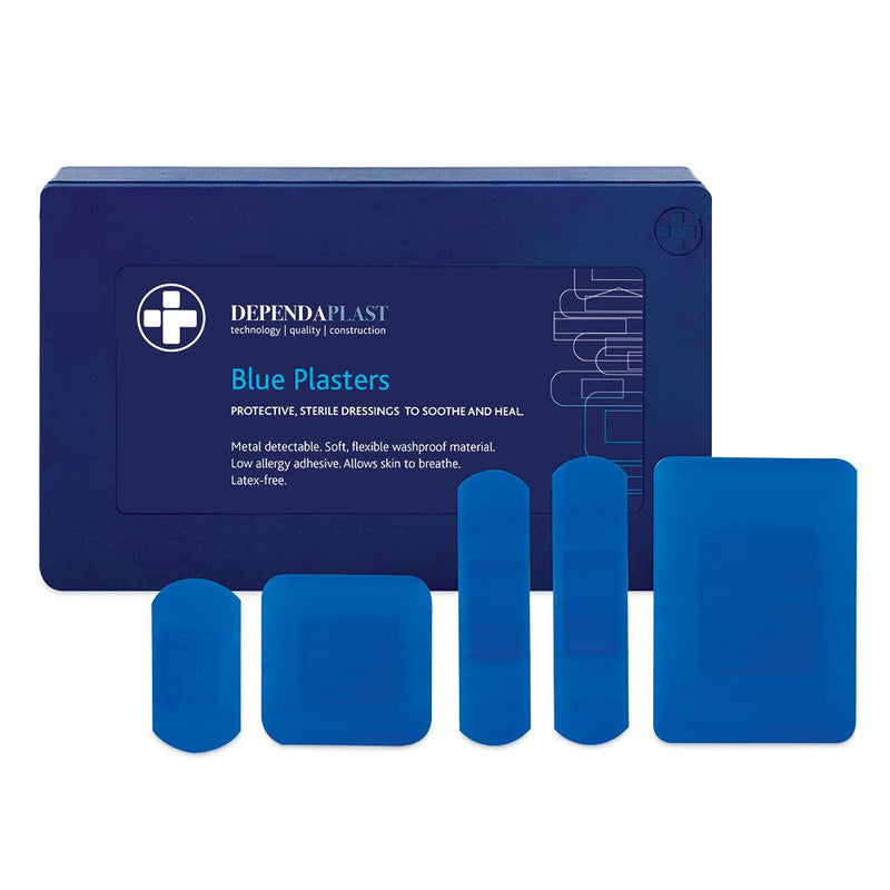 [Australia] - Reliance Medical Sterile Dependaplast Assorted Blue Plasters in Blue Box - Pack of 120 Assorted Blue Plasters in Blue Box - Box of 120 