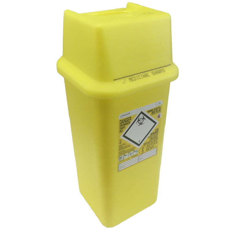 [Australia] - Sharpsafe 7L YELLOW BIO HAZARD BLADE SYRINGE NEEDLE CLINICAL LABELLED WASTE SHARPS BOX BINS 