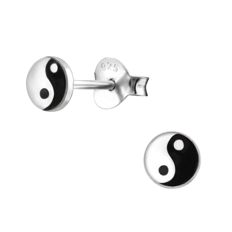 [Australia] - Laimons Ladies’ Earrings Ladies’ Jewellery ying yang disc black, white 925 Sterling silver 