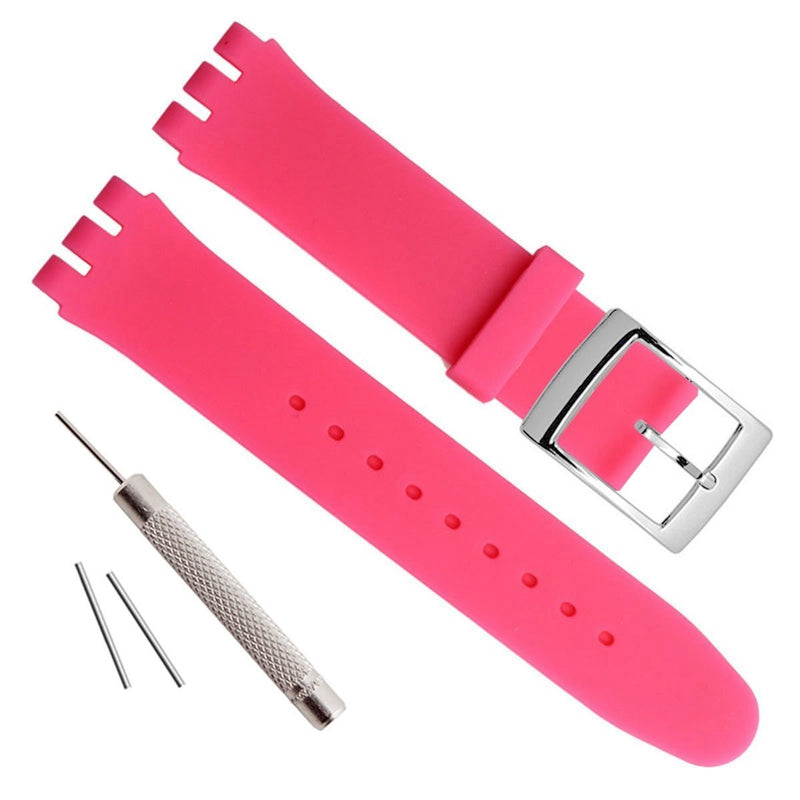 [Australia] - Silver Plated Stainless Steel Buckle Waterproof Silicone Rubber Watch Strap Watch Band (17mm, Rose) 