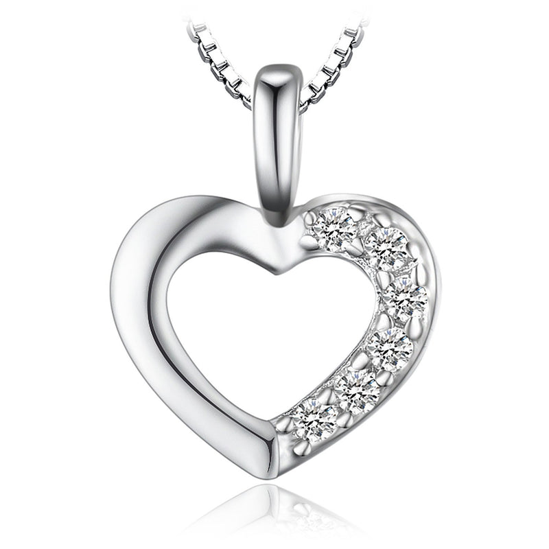 [Australia] - JewelryPalace Cubic Zirconia Love Heart Pendant Necklace 925 Sterling Silver 17-18 Inches 