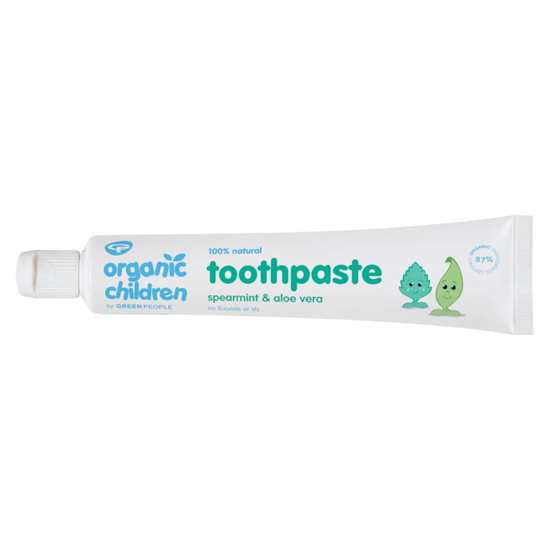 [Australia] - Green People Organic Children Spearmint & Aloe Vera Toothpaste 50ml | 100% Natural Toothpaste for Babies & Kids | Safe if Swallowed | Fluoride free & SLS free | Mint Toothpaste for Kids 