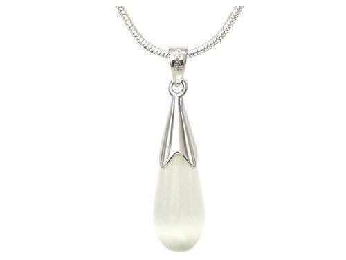 [Australia] - Goldwinter Genuine 925 Sterling Silver Necklace Handmade White Moonstone Fall with Black Jewellery Box 