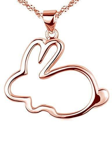 [Australia] - TIKIVILLE 925 Sterling Silver bunny Pendant Necklace 1 by 1 Inch Rose Gold 