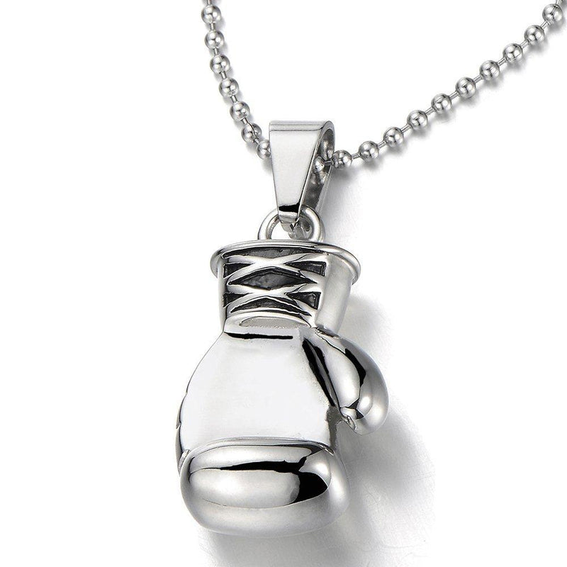 [Australia] - COOLSTEELANDBEYOND Stainless Steel Mens Boys Boxing Glove Pendant Necklace with 23 inches Steel Ball Chain 