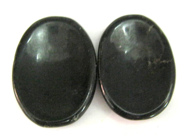 [Australia] - Powerful Set of Two Black Tourmaline Worry Stones Crystal Healing Gift Thumb Stones Psychic Energy Protective Gemstone Metaphysical Reiki Feng Shui 