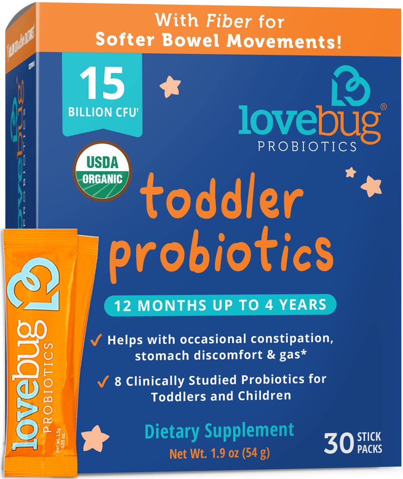 [Australia] - Lovebug Award Winning Probiotic for Toddlers & Kids | Multi-Strain 15 Billion CFU | Easy-to-Take Powder | Sugar Free | Ages 12 Months to 4 Years | 30 Packets 