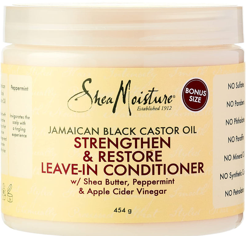 [Australia] - SheaMoisture Jamaican Black Castor Oil no silicones or sulphates Strengthen & Restore Leave-In Conditioner for chemically processed, heat styled or natural hair 431 ml Beige 454 g (Pack of 1) 