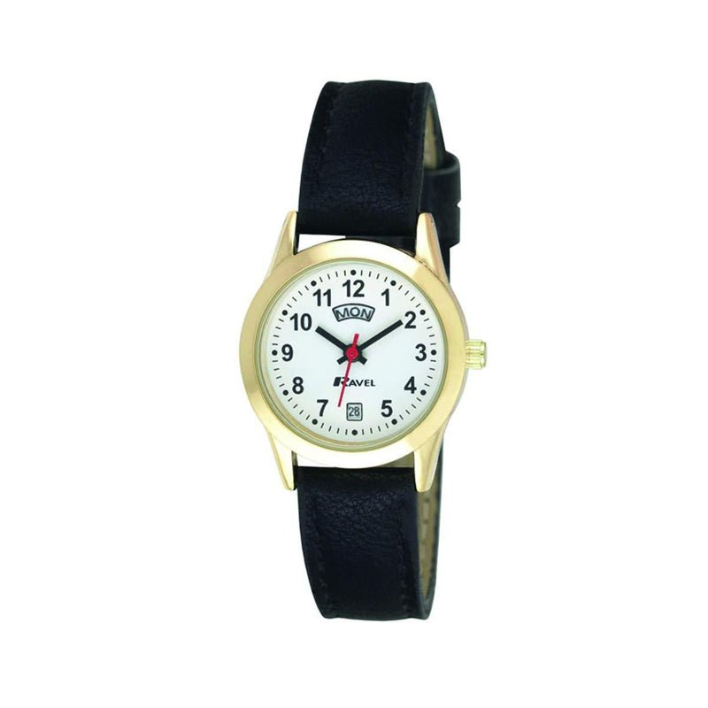 [Australia] - Ravel Unisex Classic Day-Date Calendar Watch Small Black / Silver Tone 