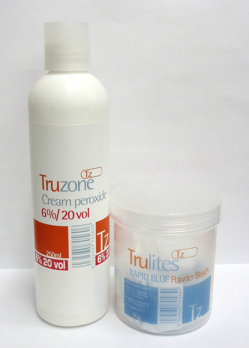 [Australia] - SETS OF TRUZONE CREAM PEROXIDE 6% (20 vol) 250ML & RAPID BLUE HAIR BLEACH 80GM+BRUSH+BOWL by Truzone 