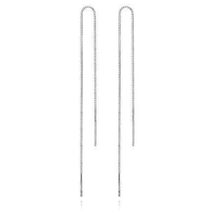 [Australia] - iszie jewellery Sterling Silver Bar Threader Pull Through Chain Earrings (12 CM) 