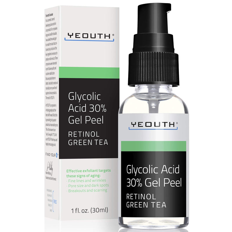 [Australia] - Glycolic Acid Peel 30% Professional Chemical Face Peel with Retinol, Green Tea Extract, Acne Scars, Collagen Boost, Wrinkles, Fine Lines, Sun - Age Spots, Anti Aging, Acne (1 Ounce) 28.3 g (Pack of 1) 