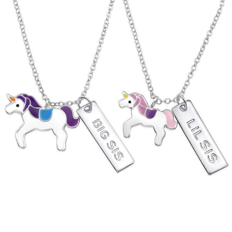 [Australia] - Children's Unicorn Necklace Gift Set - For Big Sister & Little Sister - Sterling Silver 