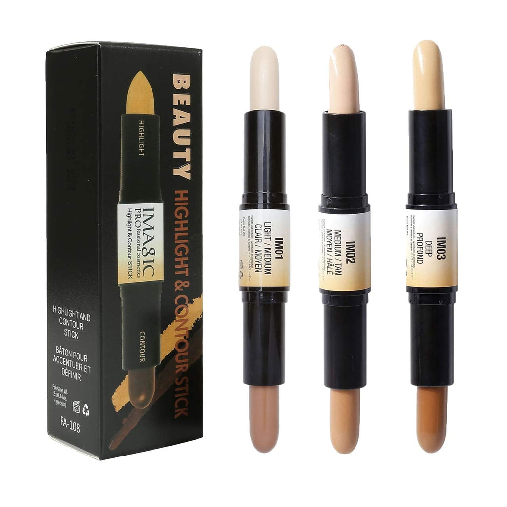 [Australia] - CCbeauty Wonder Stick 6 Colors Dual-ended Face Highlighter Sticks Makeup Contour Cosmetics Cream Concealer 3D Face Body Shaping Highlight Stick,3pcs 