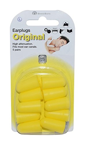 [Australia] - SwedSafe Ear Plugs Hearing Protection 37dB - Perfect for Sleeping Concerts or Work - Soft Foam Earplugs 5 pairs - Large Yellow 